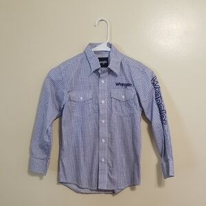Wrangler Kids Embroidered Long Sleeve Button Down Collared Shirt Western Medium